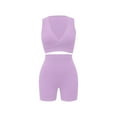thumbnail image 7 of Hueook Sweat Suits For Womens 2 Piece Women's Fashion Two-piece Solid Color V-Neck Tank And Short Sports Casual Suit Purple M, 7 of 7