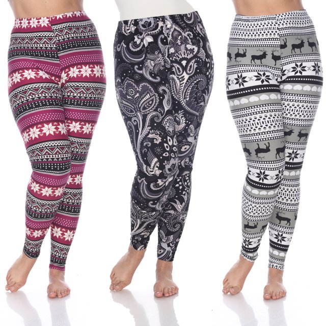 White Mark Lot de 3 Leggings Grande Taille pour Femmes