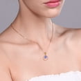 thumbnail image 2 of Gem Stone King 18K Rose Gold Plated Silver Blue Tanzanite and Yellow Citrine Pendant Necklace for Women (1.76 Cttw, Gemstone December Birthstone, Round 6MM and 4MM), 2 of 3