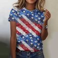 thumbnail image 2 of Moxiu Fourth of July Shirt Women American Flag Summer Tops Round Neck Short Sleeve T Shirt Top Patriotic T-Shirt 2025 Multicolor,M, 2 of 5