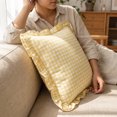 thumbnail image 5 of Yellow Checkered Pillow Cover, Ruffled Frill Decorative Cushion Case for Sofa, Bed, Chair, Bedroom, Living Room and Cottage Home Decor, 5 of 7