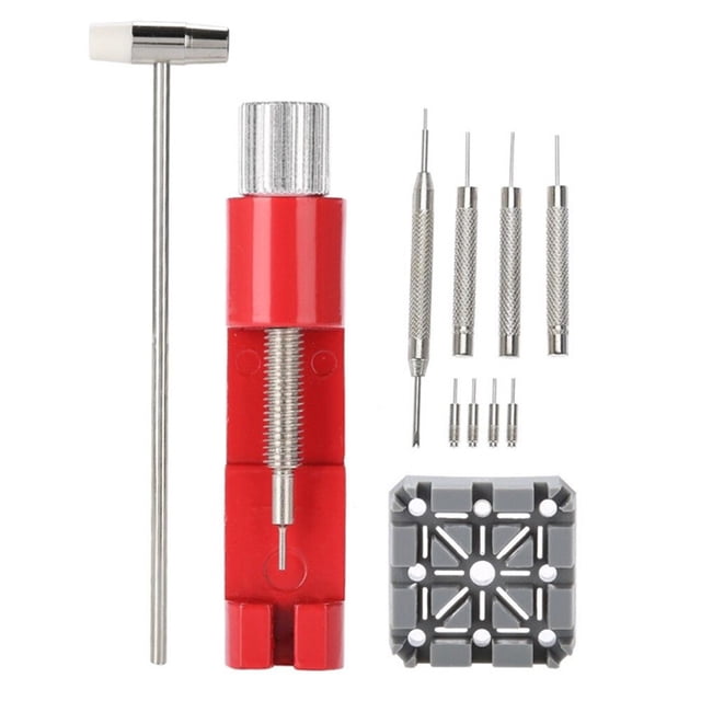 CIMAXIC Ensemble de 11 Pcs/ensemble Kit de Retrait de Broche de Maillon de Bracelet de Montre Réglable Réparation de Montre Ensemble de Retrait de Marteau et de Perforation Ensemble d'Outils de Retrait pour Horloger,4.33"X0.79"X0.39 Pouces