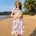 thumbnail image 4 of Vsdgher Tropical Corals Seahorse for Womens Summer 2025 Casual Midi Maxi Dresses Lightweight Short Sleeve Round Neck Beach Dress -Large, 4 of 7