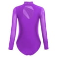 thumbnail image 4 of Haitryli Kids Girls Gymnastics Leotard Tumbling Dance Sparkly Active Biketard Long Sleeve Unitard One Piece Purple 8, 4 of 5