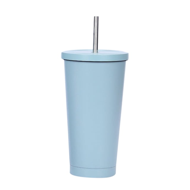 Tasse à Paille en Acier Inoxydable à la Mode Tasse à Café 500 ml Grande Capacité Vide Portable Isolation Tasse Cadeau