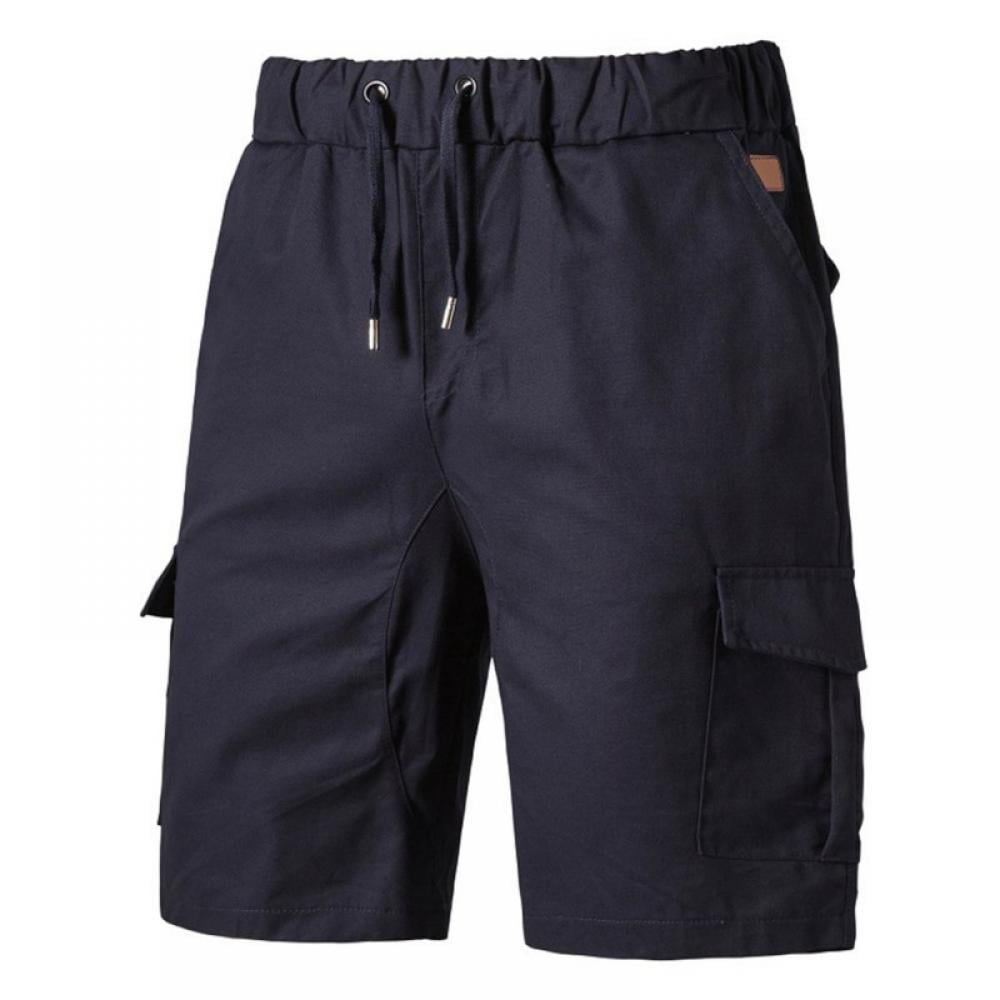 HAOTAGS Men's Classic Cargo Stretch Short Multi-pocket Slim-fit Lightweight  Hiking Fishing Cargo Shorts Black Size L