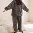 thumbnail image 5 of Womens Striped Pajama Set, 2 Piece Zipper Top with Pocket Warm Fleece Sleepwear Stand Collar Top and Pants Heavyweight Cozy Loungewear Ladies Pjs, 5 of 5