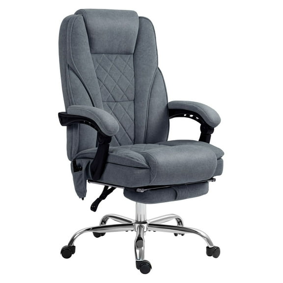 Massage Office Chair, Heated Reclining Desk Chair with Footrest - Charcoal Gray