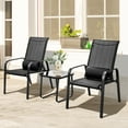 thumbnail image 2 of Patiojoy 3PCS Patio Adjustable Back Stackable Chairs Side Table Set Bistro Set Classic Furniture Chair Set for Garden Black, 2 of 9