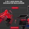 thumbnail image 3 of Lumiparty 4 in 1 Ride on Excavator & Bulldozer, 12V Kids Electric Vehicle, Front Loader, Digger, Horn, Adjustable Seat, Excavator Ride on Car Toy, Red & Blue, 3 of 7