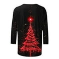thumbnail image 4 of Ounisa 3/4 Length Sleeve Womens Tops Casual Loose Fit Crewneck T Shirts Cute Solid Christmas Tree Graphic Three Quarter Length Tunic Tops, 4 of 5