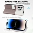 thumbnail image 2 of Cute Cartoon Wallet Phone Case for iPhone 14 Pro Max, with Card Holder Soft PU Leather Kickstand Cover for Men and Women Magnetic Shockproof Protective with Lanyard for iPhone 14 Pro Max, Gray, 2 of 9