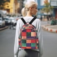 thumbnail image 7 of FORMRS Mini Backpack Purse for Women Quilted Travel Daypack Casual Shoulder Bag, Red and Purple Plaid Pattern, 7 of 7