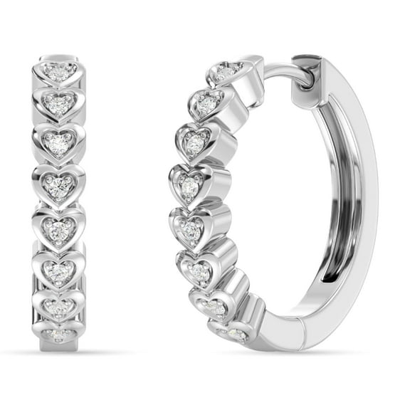 Gilded 1/4 Carat Total Weight Lab-Grown Diamond Hoop Earrings for Women in 14KT Gold Plated Sterling Silver | Heart Shaped Hoops | Hypoallergenic Fine Jewelry | Hinged Closure | SI1 Clarity, F Color