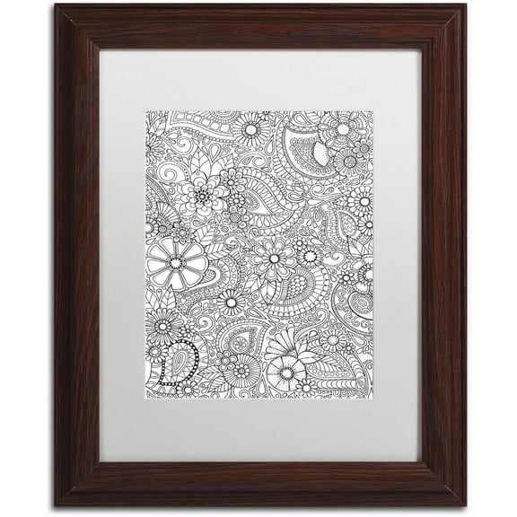 Trademark Fine Art "Paisley Blooms" Canvas Art by Hello Angel, White Matte, Wood Frame