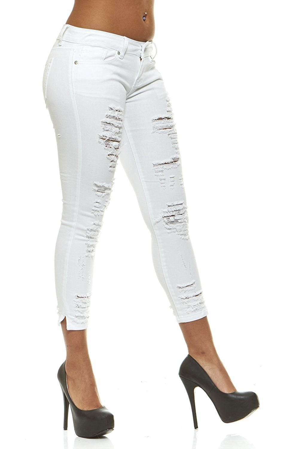 plus size white ripped skinny jeans
