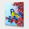 thumbnail image 3 of Designart ' Bright Bird Bullfinch Sitting On A Branch of Berries II ' Traditional Canvas Wall Art Print, 3 of 4