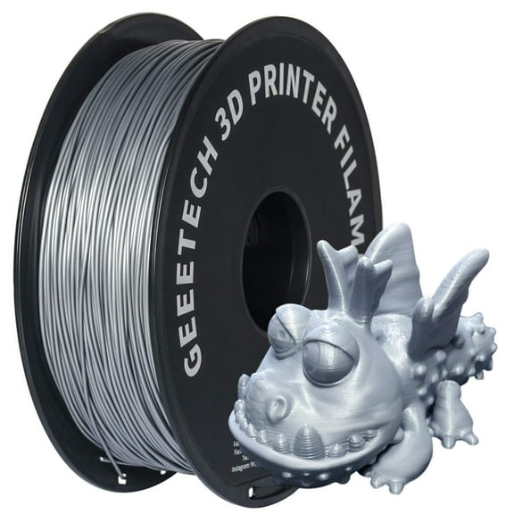 GEEETECH 3D Printer PLA Filament 1.75mm,1kg Spool (2.2lbs),Dimensional Accuracy  /- 0.03mm,Silver