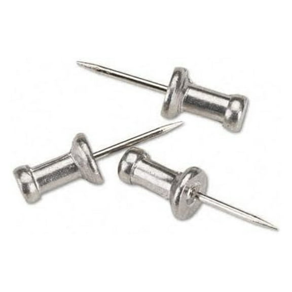 Aluminum Head Push Pins, Steel 1/2" Point, Silver, 100 per Box [Set of 2]