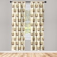 thumbnail image 3 of Ambesonne Emoji Art Curtains, Sprinkle Look Lines Faces, Pair of 28"x84", Pale Yellow and Dark Cocoa, 3 of 5