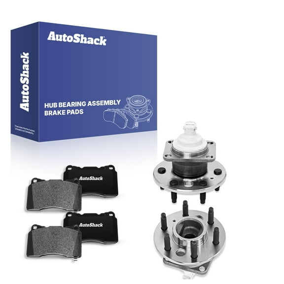 AutoShack Front Ceramic Brake Pads   Wheel Hub Bearing Assemblies with ABS Replacement for 2005-2011 Cadillac STS 2004-2007 Cadillac CTS 6-PC Kit