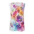 thumbnail image 5 of CLOISE Tank Top for Women and Teens Summer V Neck Comfy Casual T Shirts Fashion Sleeveless Floral Print Buttons Soft Blouse XL, 5 of 5
