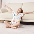 thumbnail image 3 of FORMRS Kids Short Sleeve Top and Pants Pajama Set Unisex Satin 2-Piece Sleepwear, Sizes 7-8Y, Cartoon Doodles, 3 of 8