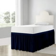thumbnail image 2 of College Dorm Bedskirt, 38 Inch Drop 100% Microfiber Lightweight Ruffled, Twin-XL Size (39" x 80") Elastic Bed Skirt - Navy Blue Solid, 2 of 7