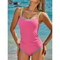 thumbnail image 2 of Asoul Ribbed One Piece Color Blocked Swimsuits for Womens Slimming Swimwears Tummy Control Swimming Suits Monokini Bathing Suits, 2 of 7