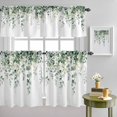 thumbnail image 4 of Farm Gradient Green Eucalyptus Leaves Curtain Tier and Valance Set 3 Piece, Spring Plants 3-inch Rod Pocket Window Tier Curtains Valance for Kitchen Living Room, 4 of 9