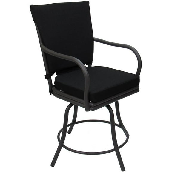 Outdoor/Indoor Patio Dining Chair - Ofir - Black Fabric - Gray Frame