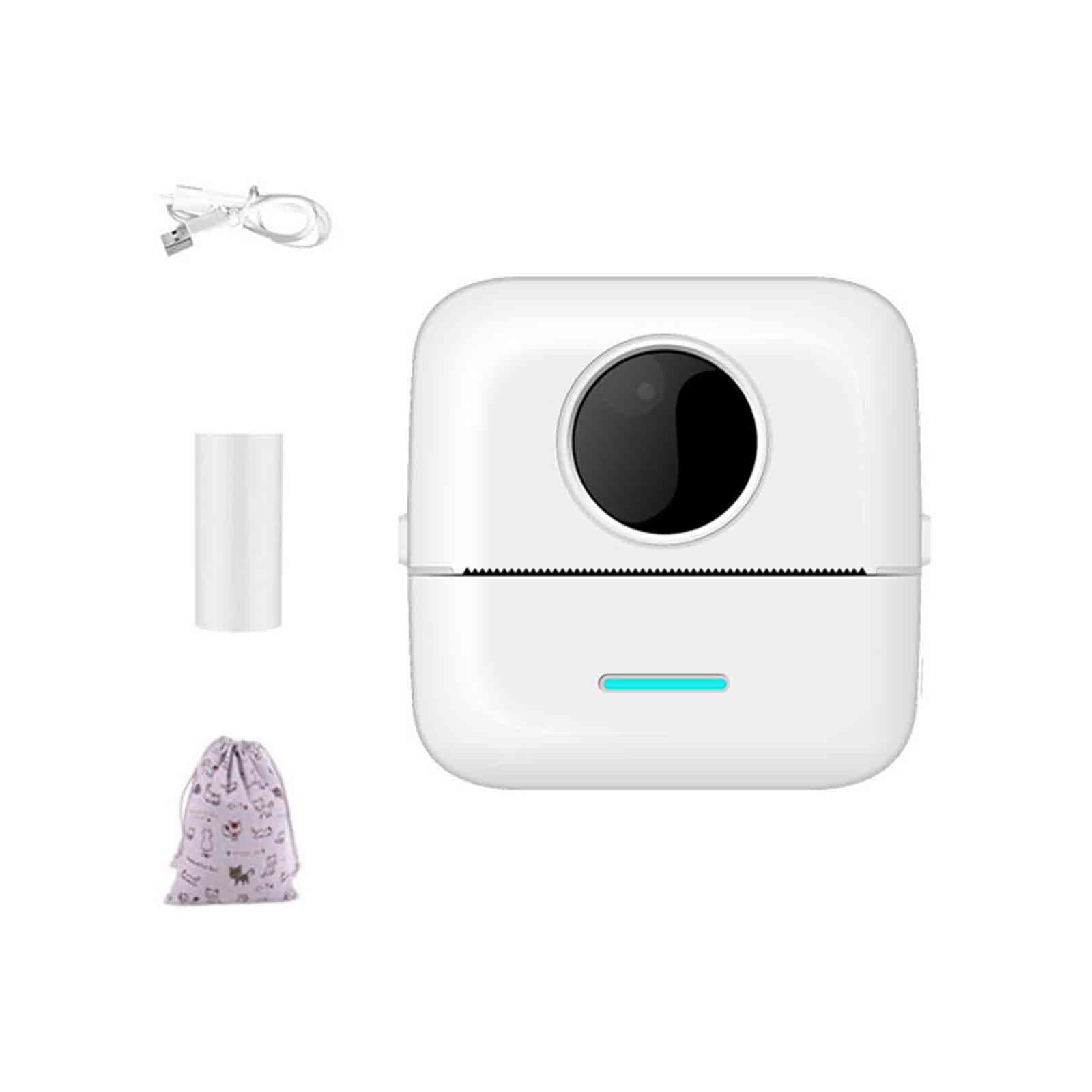 Wzmzjy Mini Portable Printer, Inkless Sticker Printer with 10 Rolls Paper, Mini Thermal