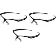Jackson Safety V30 Nemesis Safety Glasses (25676), Clear with Black Frame, 3-pack 3 Pairs