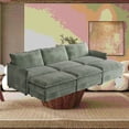 thumbnail image 3 of Modern Corduroy 3-Seater Sofa 220×80×75cm with 3 Moveable Footrests, 3 of 11