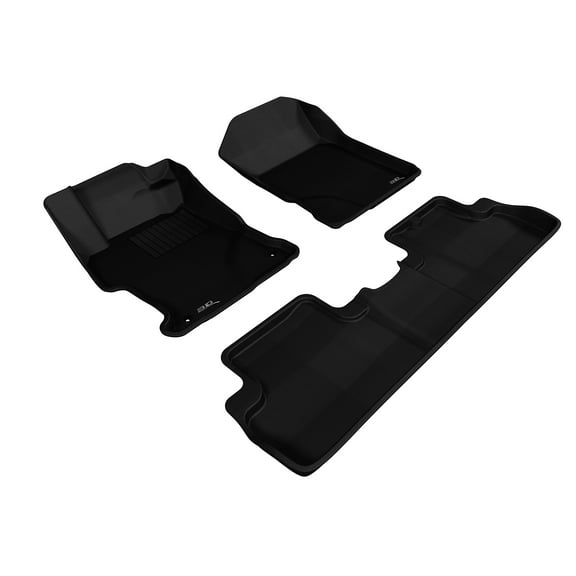 3D MAXpider Complete Set Custom Fit All-Weather Floor Mat for Select Honda Civic Models - Kagu Rubber (Black)