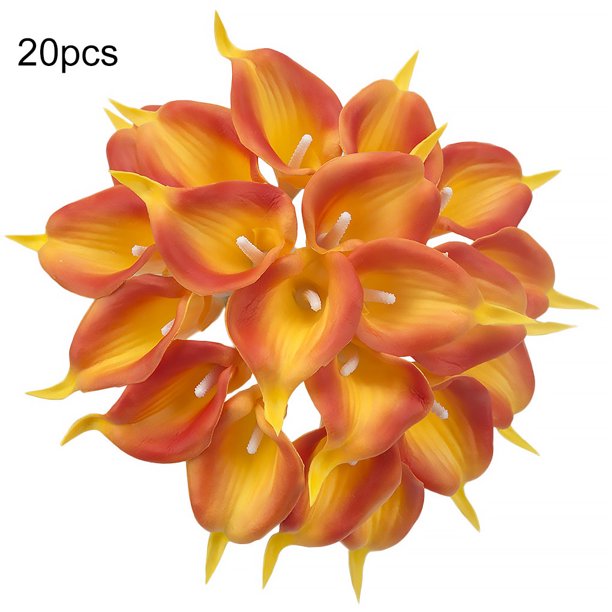 Decoración floral artificial oficina en casa PU flor falsa ceremonia de boda Mini flor artificial, naranja rojo 20 Piezas Noticed HA6565-04B*20