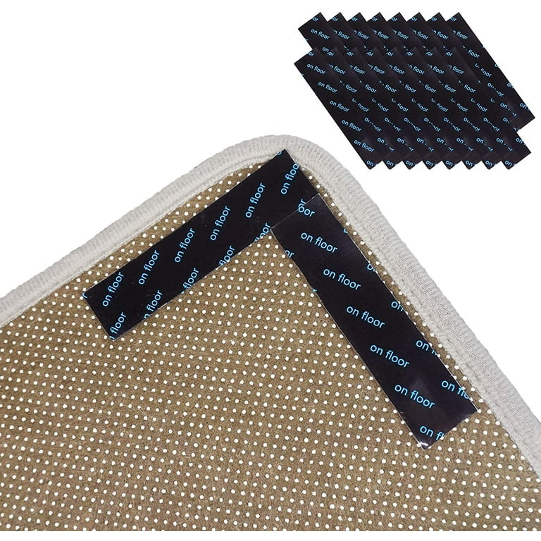 Wpunwen Rug Tape 16 Pcs Carpet Gripper Rug Stoper Carpet Tape Keeps Rug in  Place No Slip Rug Stickers Reusable Washable Black