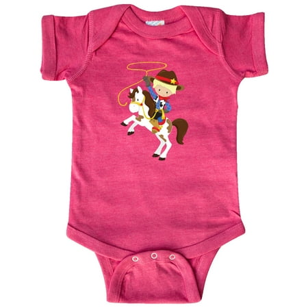 

Inktastic Little Cowboy Cowboy on White Horse Blond Hair Gift Baby Boy Bodysuit