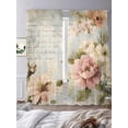 thumbnail image 3 of Sheer Curtains 96 Inches Long, Farmhouse Pink Floral Light Filtering Window Curtains for Living Room, Spring Vintage Botanical Flowers Rod Pocket Voile Sheer Curtain Drapes, 52"W x 96"L, 2 Panels, 3 of 8