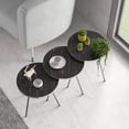 thumbnail image 2 of Set of 3 Nesting END Tables - Round Stacking Coffee Side Tables for Small Spaces,Nightstand Bedside Table for Living Room, Bedroom, Living Room, Balcony, NO-Tools Assembly (Black Marble/Silver), 2 of 6