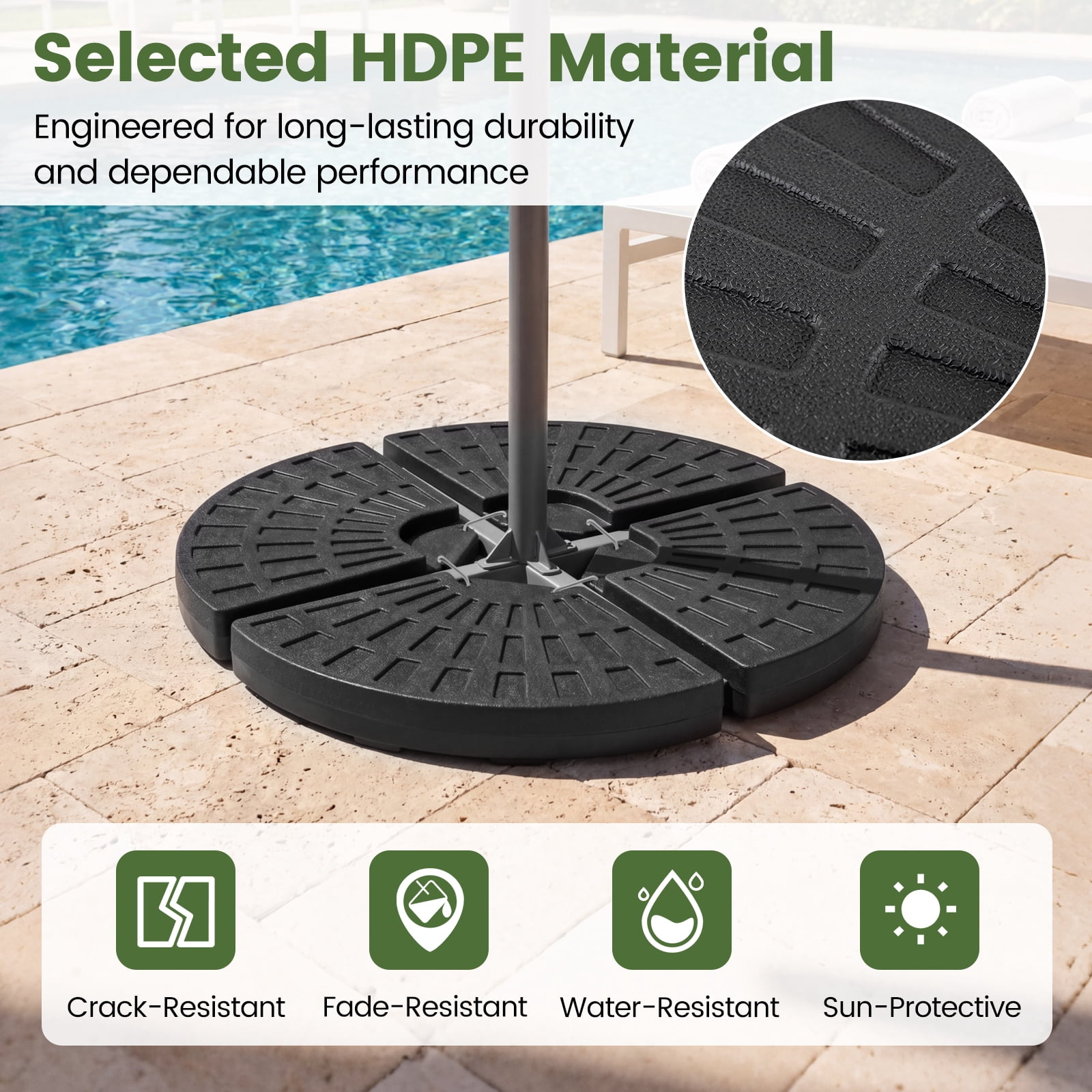 Goplus 4 Plate Patio Offset Umbrella Base Stand Weights Sand/Water Filled Base