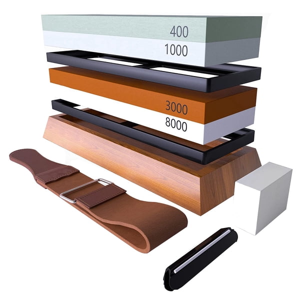 Kit de Piedra de Afilar Cuchillos Afilador de Piedra de Afilar de 4 Lados, Premium 400/1000 3000/8000 Grit Wet Stone Set, Water Stone