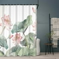 thumbnail image 4 of SUNOLIFE Summer Lotus Shower Curtain,Chinese Floral Waterproof Fabric Bathroom Curtain with Hooks,72x72 in, 4 of 5