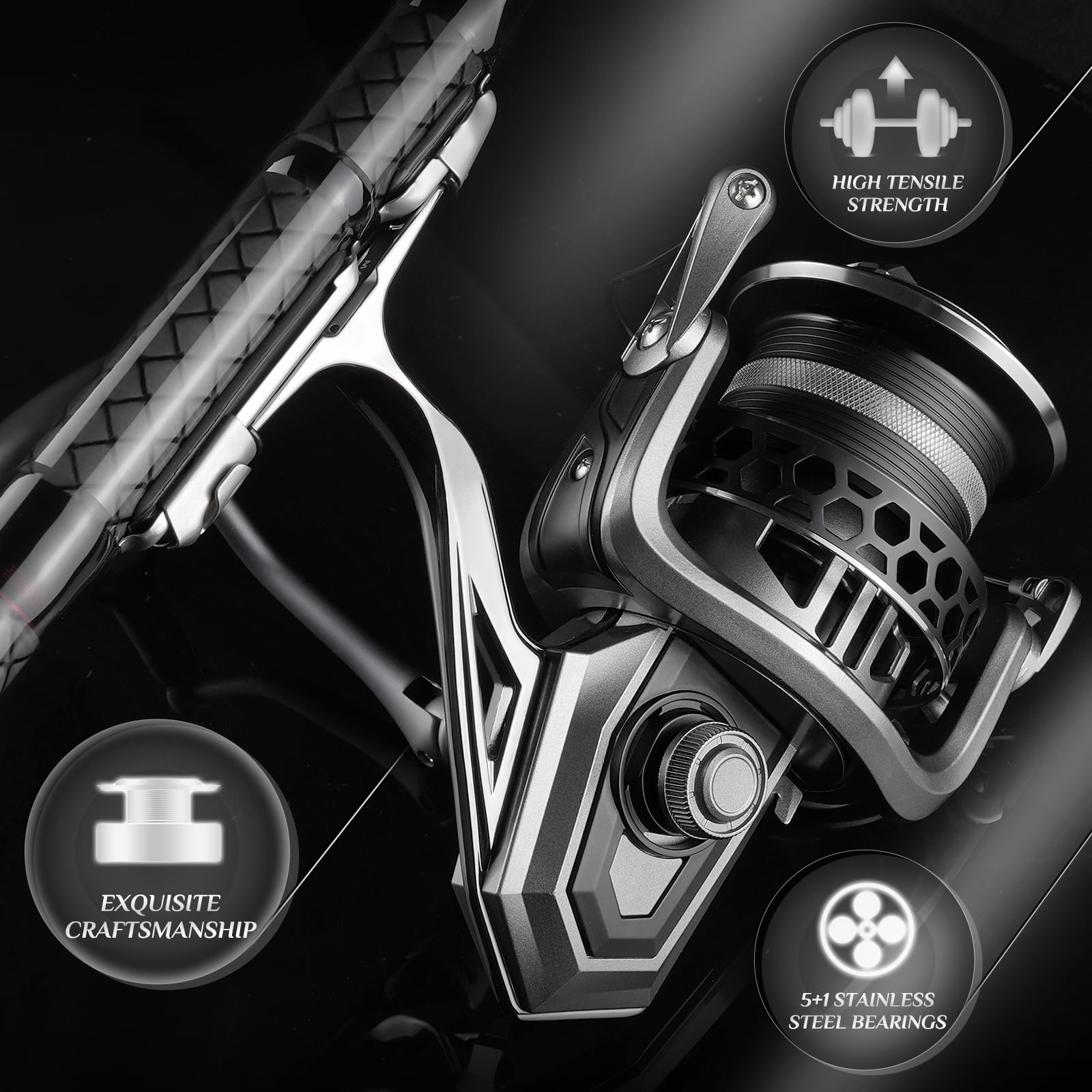 Spinning Reels Ultralight Metal 5.1:1 Gear Ratio 8000-12000 Saltwater Or Freshwater Big Max Drag Fishing Reels