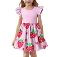 thumbnail image 2 of MKOSPLRT Robes de Plage pour Fille 3-14 Ans Manches Volantées Col Ras du Cou Robe Trapèze Imprimé Mignon Robe Patineuse Tournoyante Robe de Fête Robes Midi d'Été, 2 of 6