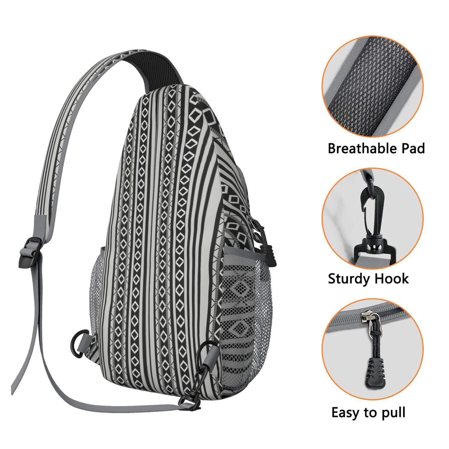 Tribal Patterns Shoulder Backpack Anti-Theft Sling Bag for Outdoor Adventures Rustic Style & Versatile