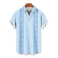 thumbnail image 4 of Lovzfmll Casual Vintage Bowling Camp Short Sleeve Beach Shirt, Men's Summer Button Up with Soft Breathable Fabric Light Blue, L, 4 of 6