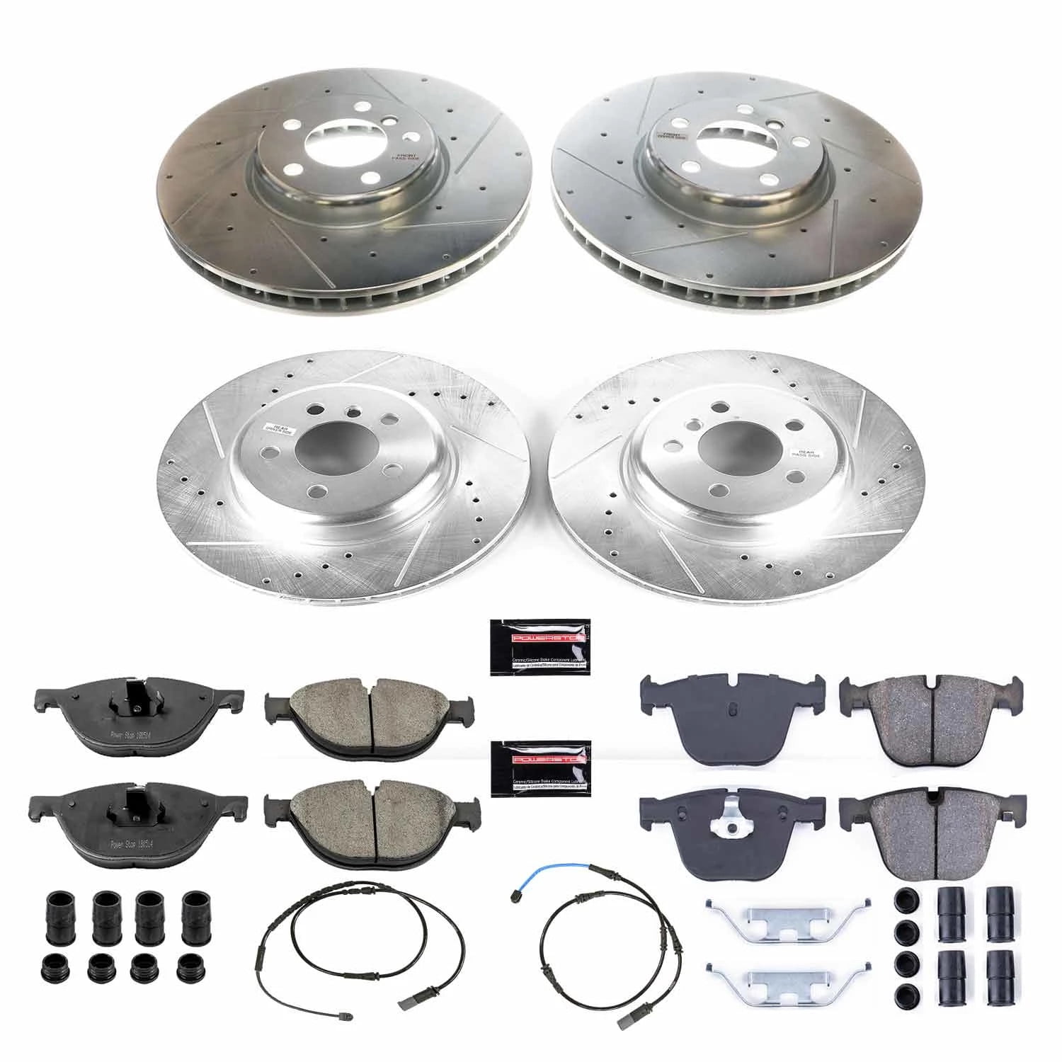 PowerStop Front and Rear Z23 Evolution Sport Carbon-Fiber Ceramic Brake Pad and Drilled & Slotted Rotor Kit Fits: BMW Select Models K6027
