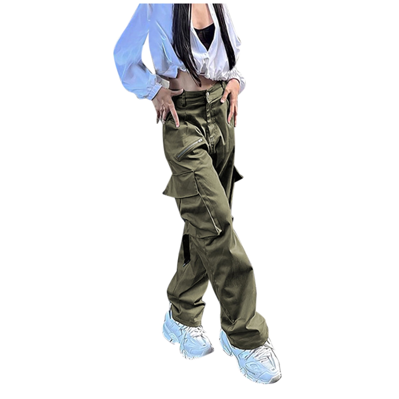 Acheter Harajuku Streetwear été Taille Haute Pantalon Cargo Femme