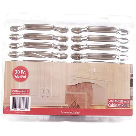 Satin Nickel Finish 5 Cabinet Pulls 20 Pack Walmart Com